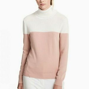 Calvin Klein TAN/WHITE Color Block Turtleneck